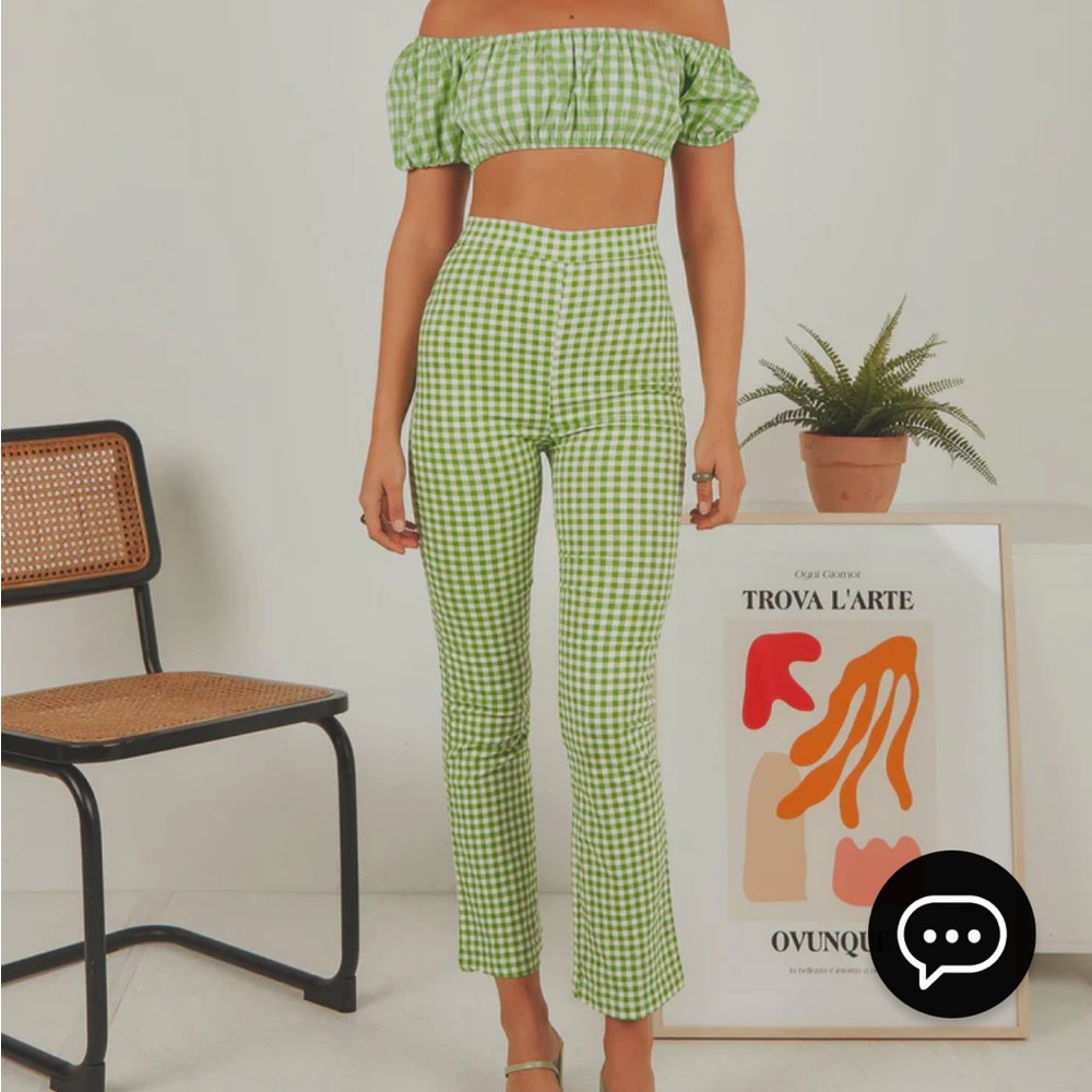 Peppermayo - Palmero Pants - Green Gingham (top and bottom)